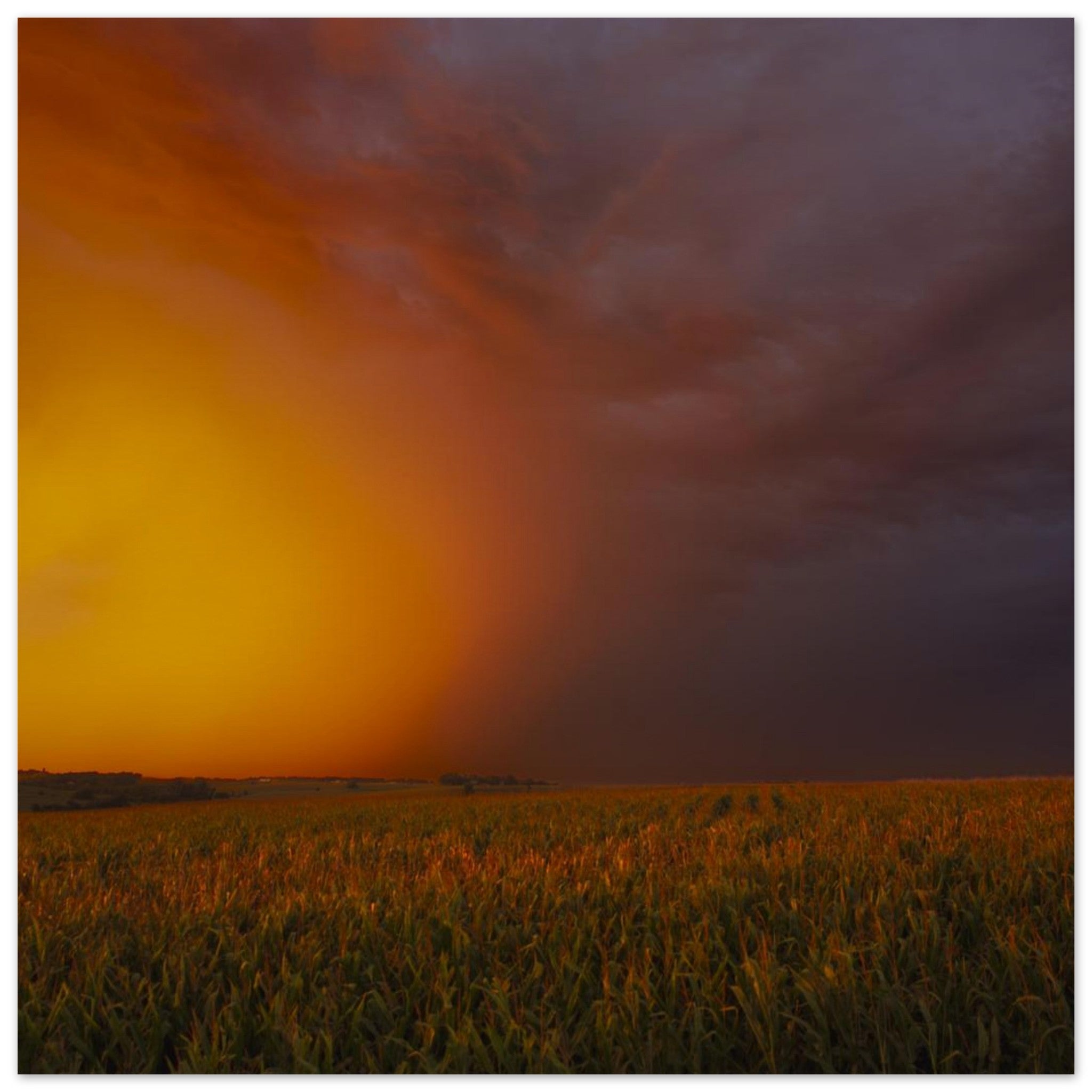 Hubbard Art by Joseph Hubbard Between Fire and Storm — Fine Art Landscape Photography Print Museum-Quality Matte Paper Poster 30x30 cm 12x12″