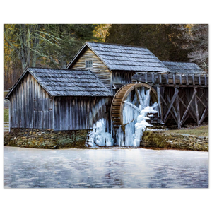 Hubbard Art by Joseph Hubbard Mabry Mill in Winter — Frozen Watermill Fine Art Landscape Photography Print