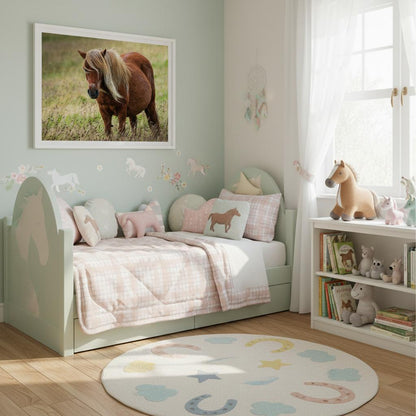 Coastal pony print in muted light – nursery wall art on archival paper nursery decor
