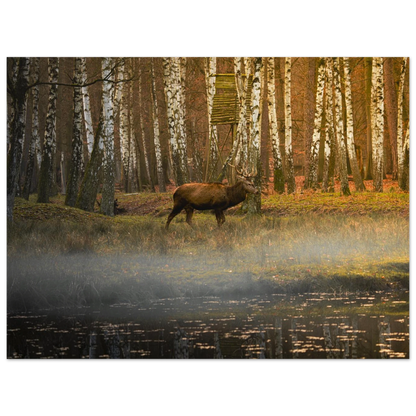 Silent Steps in the Autumn Mist fine art print displayed in a minimal background mockup — atmospheric artwork by Joseph Hubbard