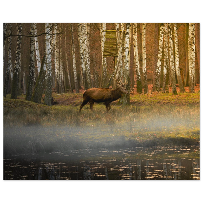 Silent Steps in the Autumn Mist fine art print on a clean neutral background — soft and refined nature art by Joseph Hubbard