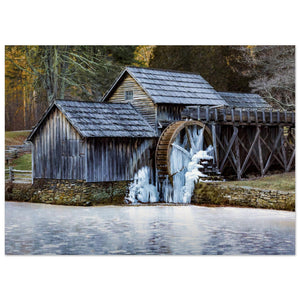 Hubbard Art by Joseph Hubbard Mabry Mill in Winter — Frozen Watermill Fine Art Landscape Photography Print 13x18 cm 5x7″